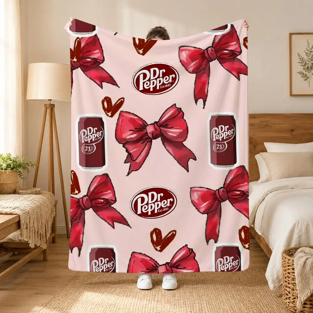 Cherry Drink Dr Pepper Throw Blanket Soft Flannel Throw Lightweight Summer Home Nap for Office Travel Sofa Bed