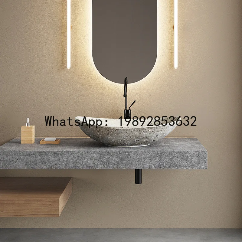 

ZK Countertop Wash Basin Homestay Basin Simple Artistic Wash Basin Artificial Stone Integrated Washstand