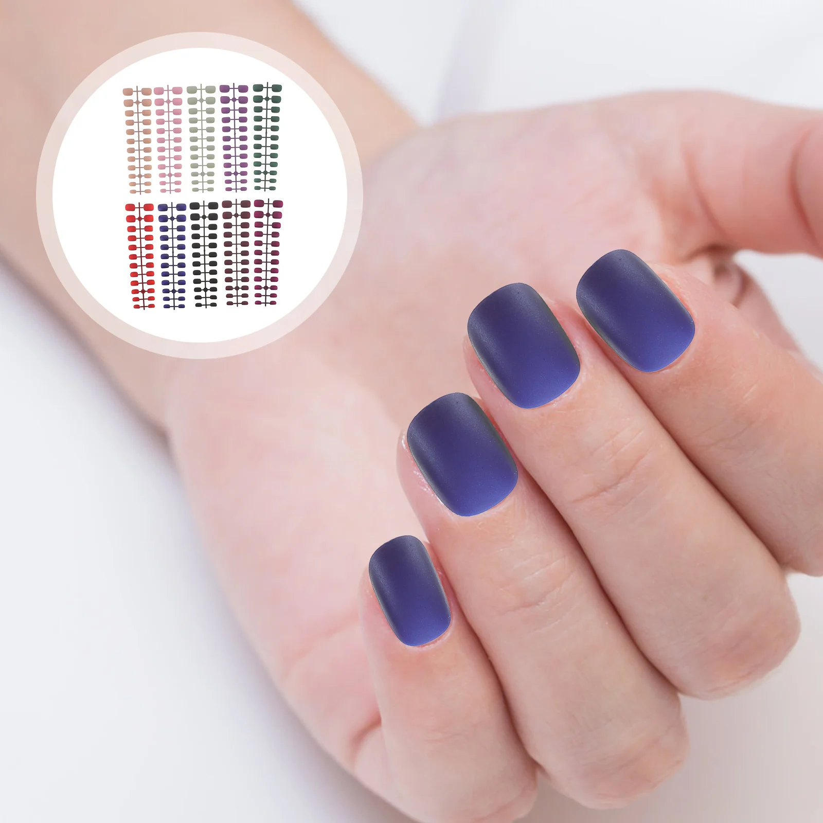 

240 Pcs Short Round Manicure Press on Nails Set Fake Nail Tips ABS Material Reusable Wedding Prom Nail Accessories