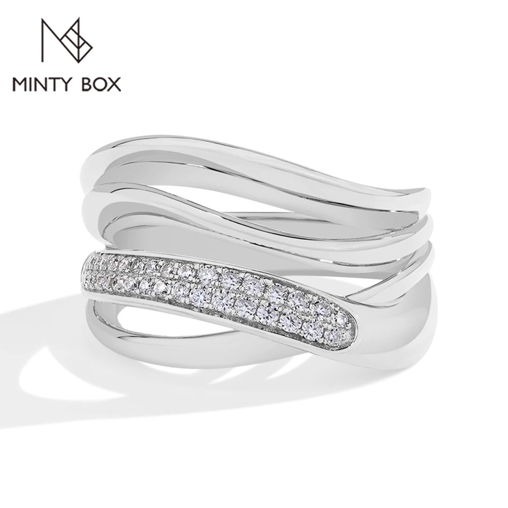 Mintybox s925 prata esterlina moissanite anéis 2.06ctw d vvs1 laboratório cultivado diamante anel de noivado para mulher 18k banhado jóias