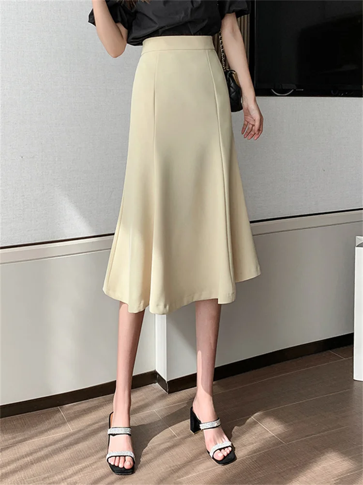 

Юбка-миди А-силуэта с высокой талией, женская, весна-осень 2026, новый дизайн, стройнящая, модная, элегантная