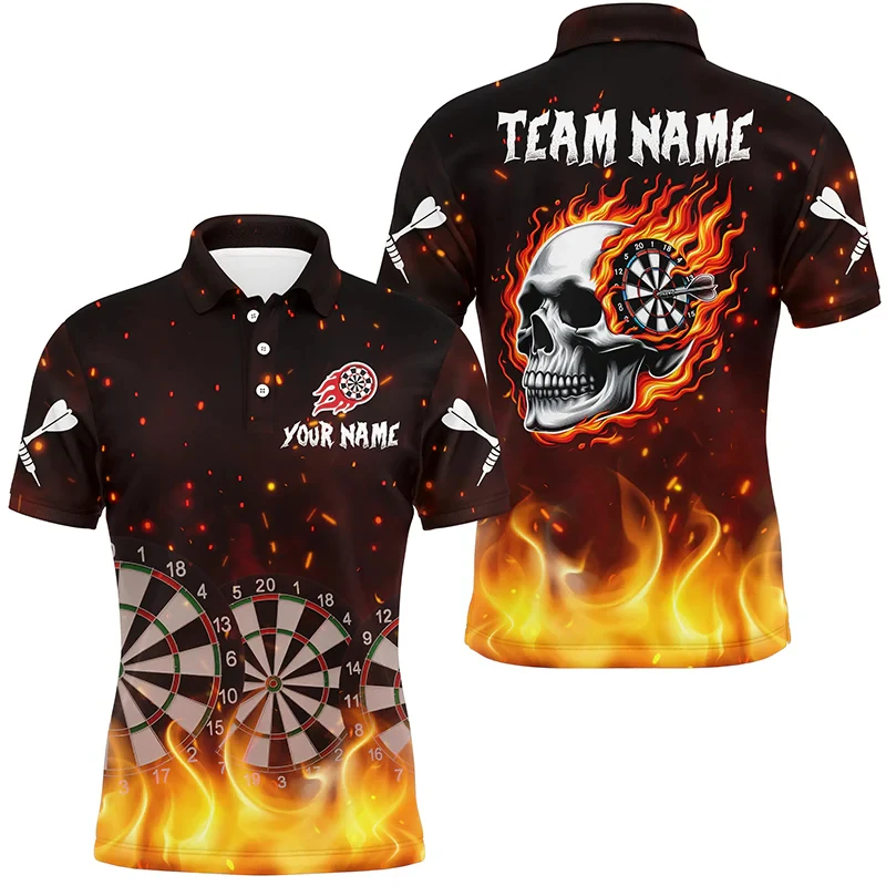 Fashion Darts Graphic Polo Shirt Custom Name Team Name Personalization 3D Printed T-Shirt Loose Breathable Mens Sports Tops