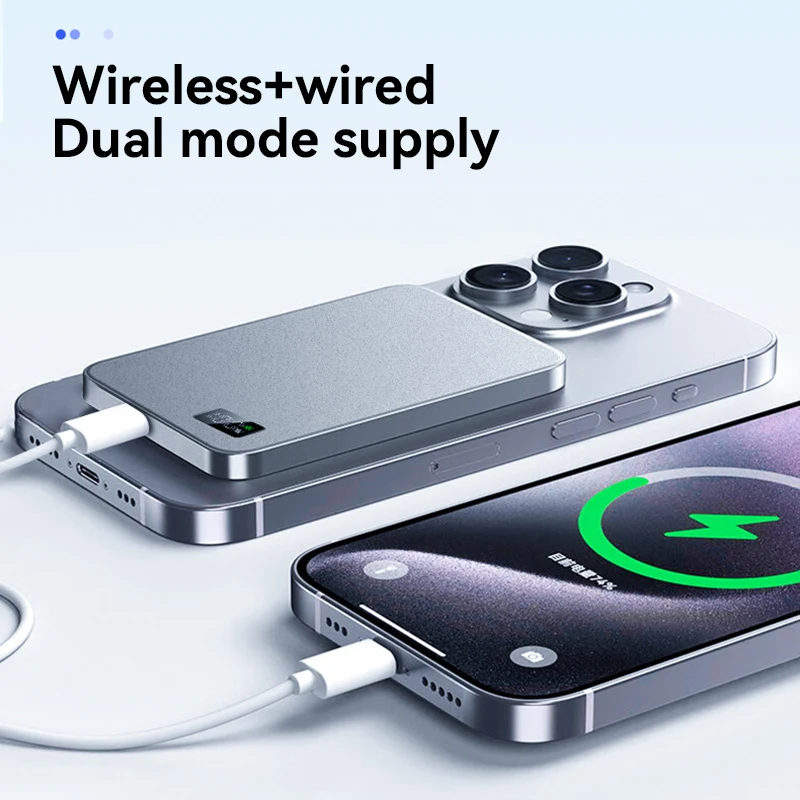 10000mAh Thin Magnetic Wireless Power Bank PD25W Fast Charging Portable External Battery for Magsafe For iPhone Samsung image 3