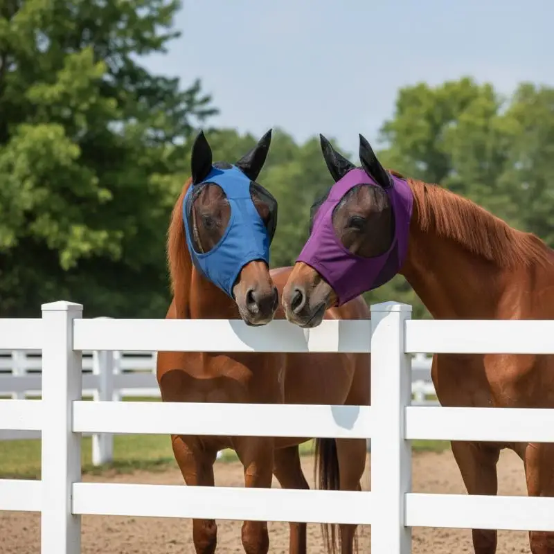 1pc Equine Stretch Horse Fly Mask Bug Eye Mesh Cover Anti Insect Comfortable Fit for Summer Pasture Riding