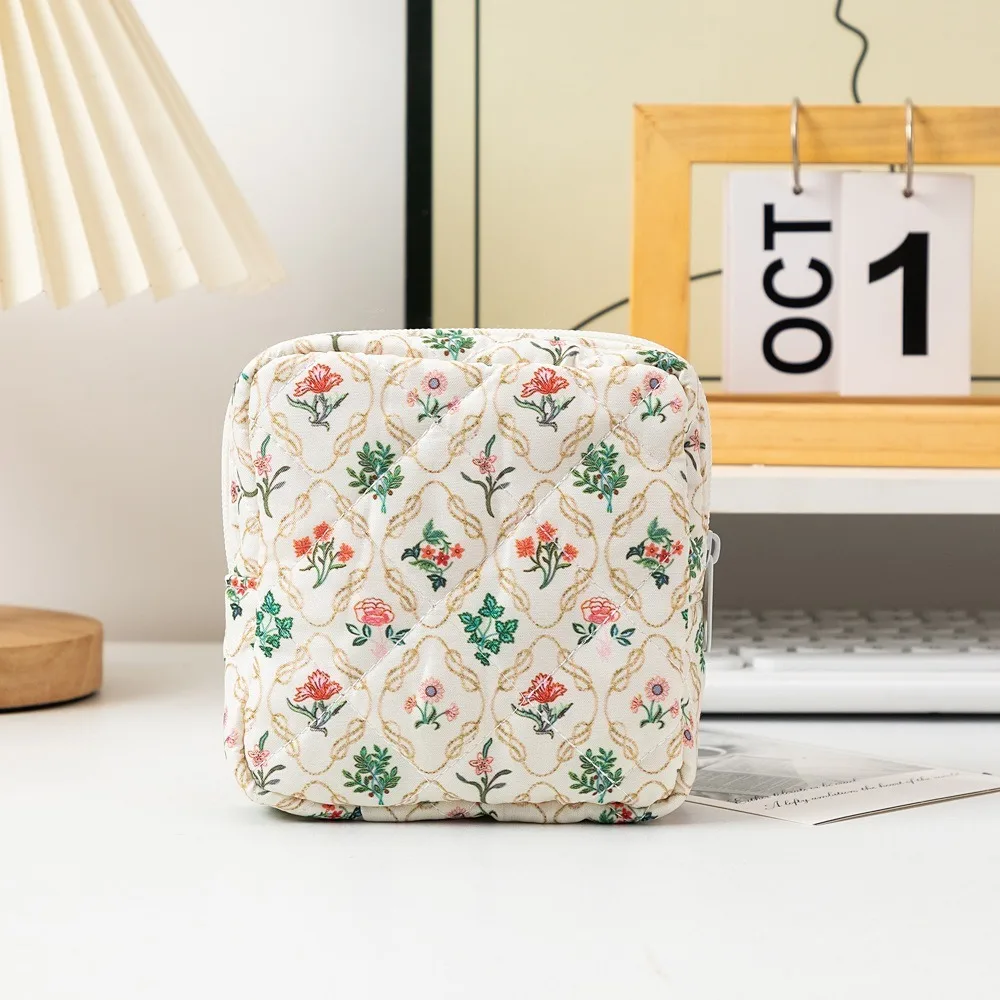Monedero Floral portátil, bolsas de almacenaje de pañuelos sanitarios multifuncionales de gran capacidad, bolsa de cosméticos