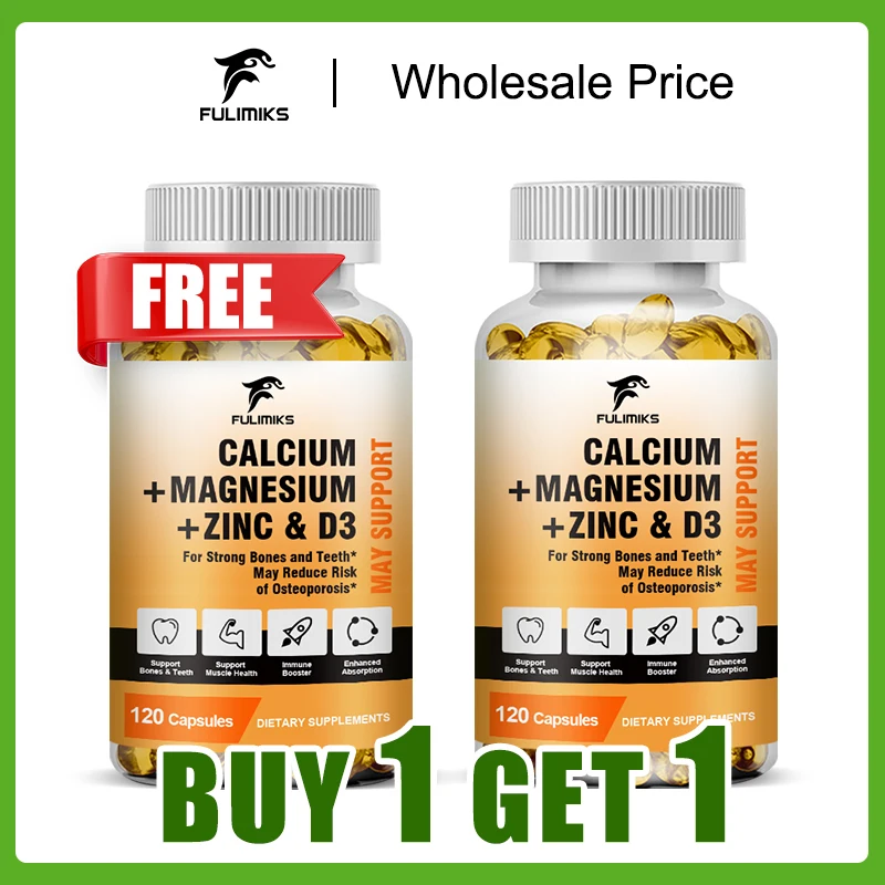 

Buy 1 Get 1 Free! Calcium Magnesium Zinc Complex Capsules, Support Strong Bones, Restful Sleep & Nervous System, Vitality