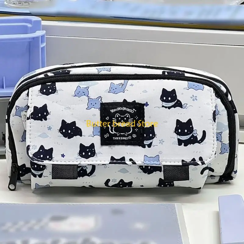 W89C Large Capacity Pencil Case Extendable Pen Bag Zippered Pen Pouches Travel Makeup Pouches for Girl Women School Travel