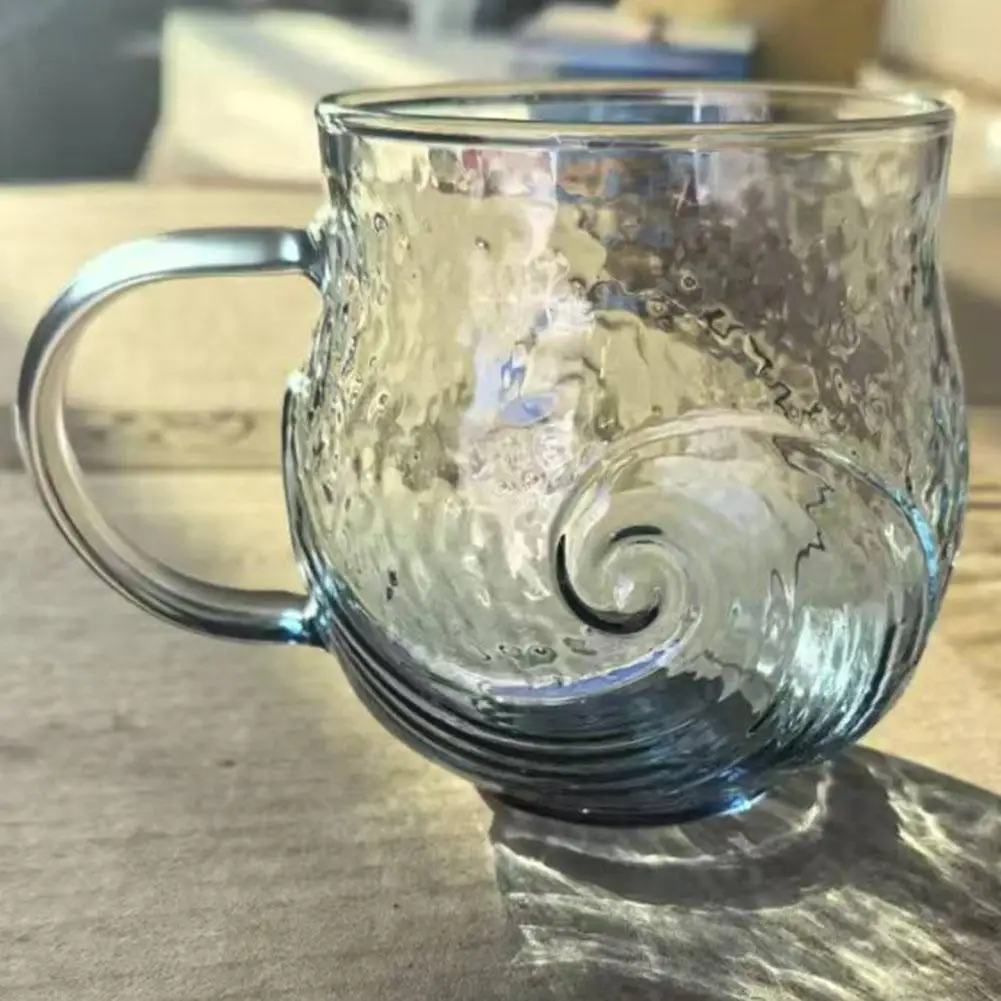 Sea Glass Wave Mug Glassware Textured Sea Theme Drinking Cup