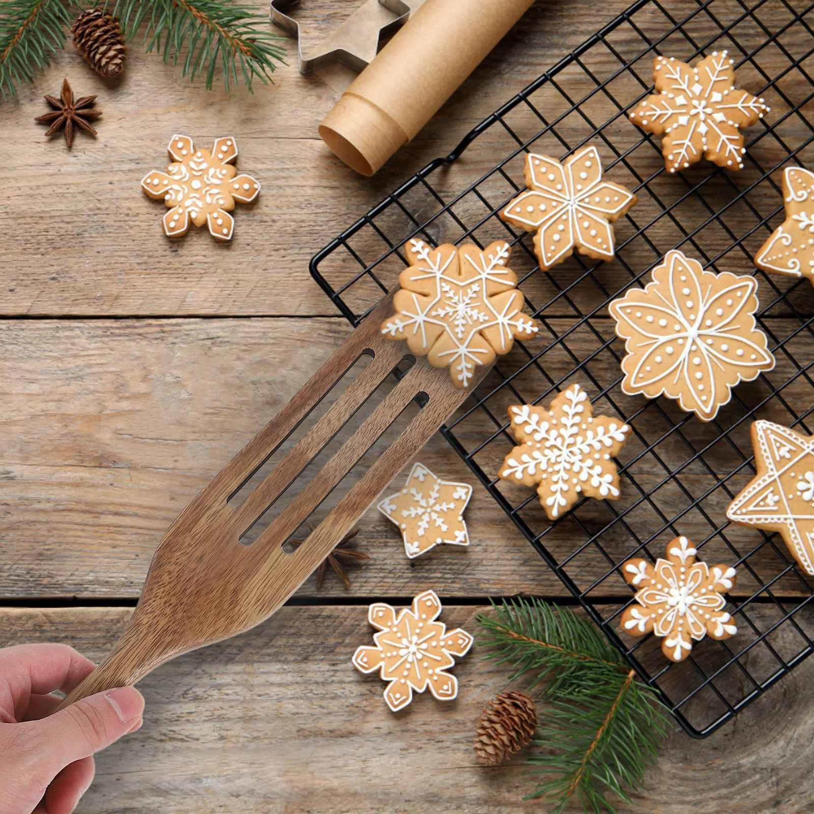 

5 pcs Wooden Pizza Spatula Set Natural Wood Cooking Utensils For Baking Pancakes Omelette Dough Sourdough Kitchen Tools Long