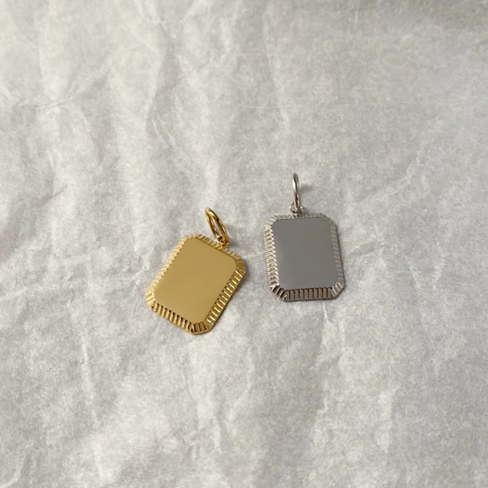 eManco Square Tags Cards Charm Pendant Man DIY Necklace&Pendants Stainless Steel Fashion Keychain Women Jewelry