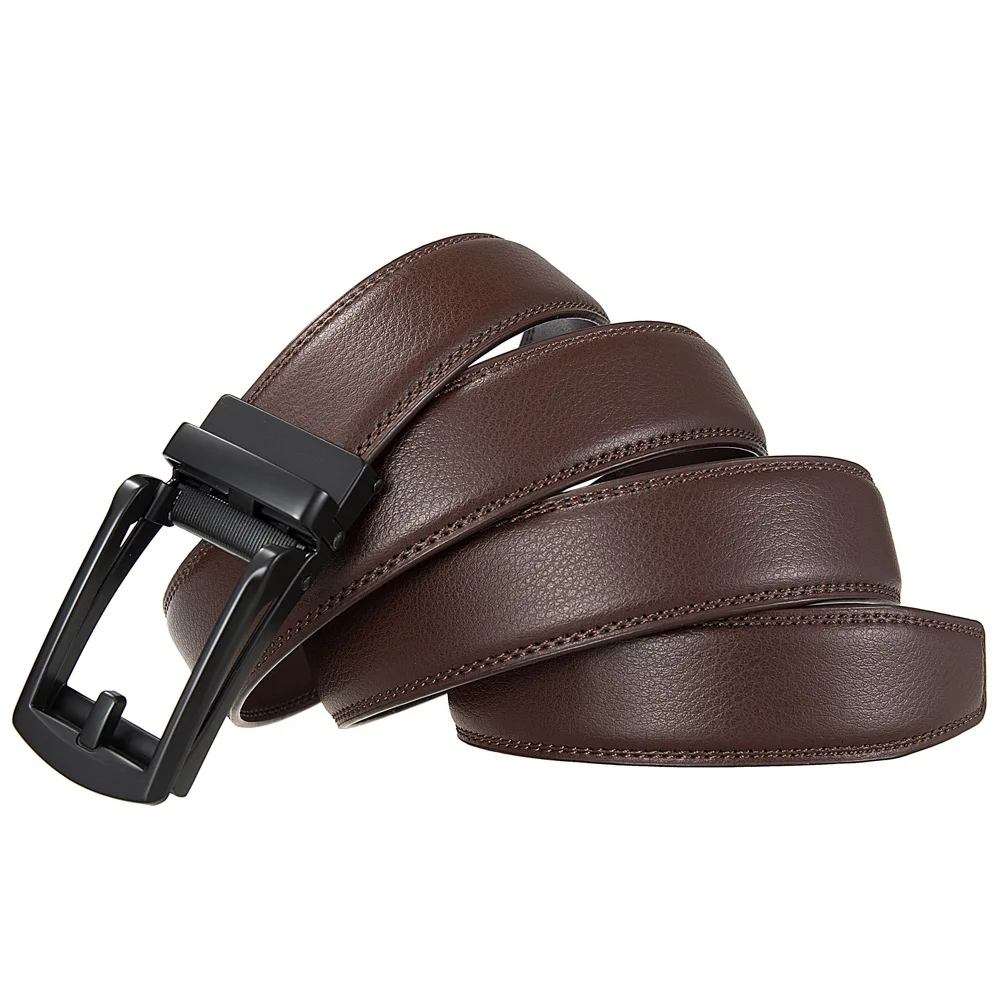 3.0cm 3.1cm Men's Click Belt Automatic Buckle 100-130cm Comfort Leather Ratchet Dress with Slide Buckle Adjustable Trim