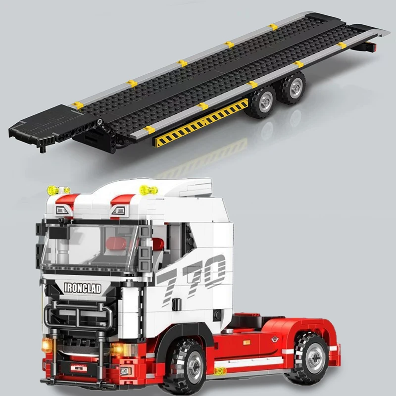 Europese vrachtwagenkop bouwstenen Techniekserie Vrachtwagen Semi-trailer Tractorunit Educatief montagespeelgoed Kind Vakantiecadeau - afbeelding 1