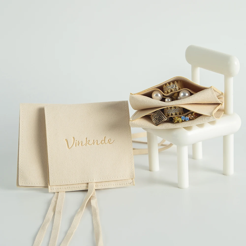 

Customed Logo Jewelry Package 50pcs Microfiber Envelope Pouches Jewellery Necklace Earrings Bracelet Gift Bags with Compartment