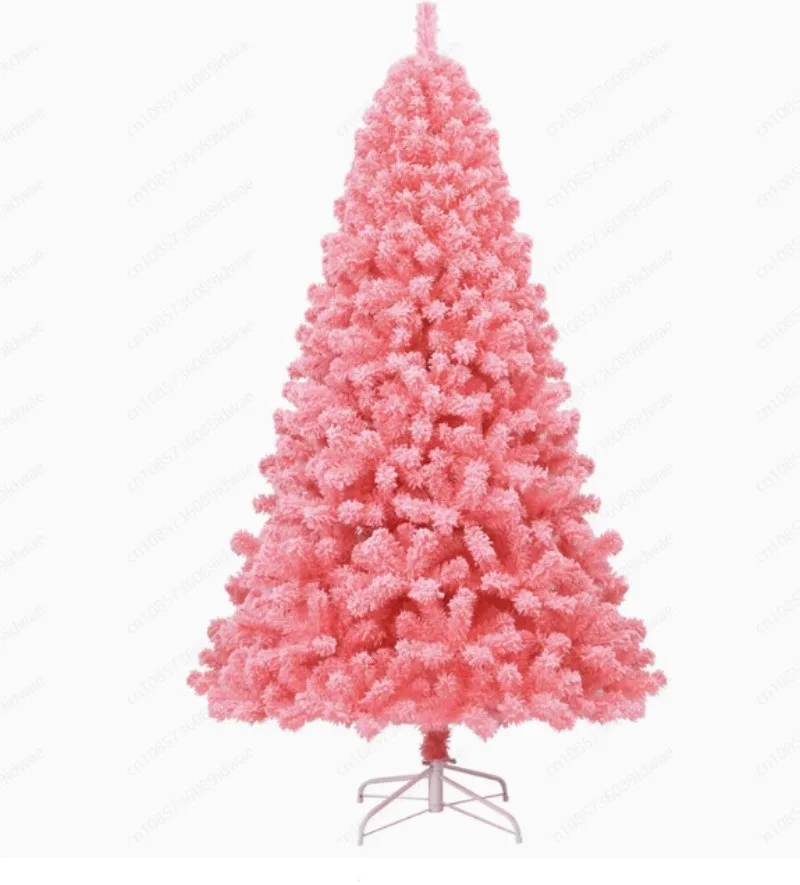 2.1M luxury flocking tree gold and silver 400 remote control light 920 branch head falling snow flocking pink Christmas tree