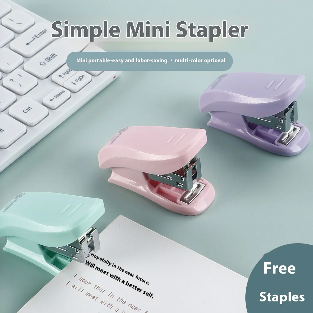 1 Set Mini Stapler for Paper File Metal Stapler Cute Stapler 1 Box Staples Use 26/6 Staples Office Stationery School Supplies