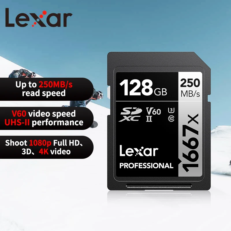 Lexar Professional 1667x 64GB 128GB 256GB SDXC UHS-II V60 Class 10 Heavy Duty Karta Pamięci do 250MB/s 4K do Aparatów DSLR — zdjęcie produktu 4