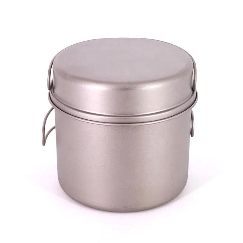 Outdoor Portable Cook Pan Titanium 1600ml Pot with 500ml Pan up 2-piece Cookware Tableware Set