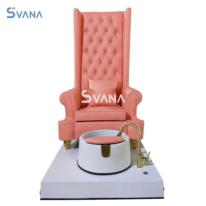 Pedicure Chair,European High Back Luxury Pedicure Station Queen Throne Pink Foot Spa Pedicure Chair