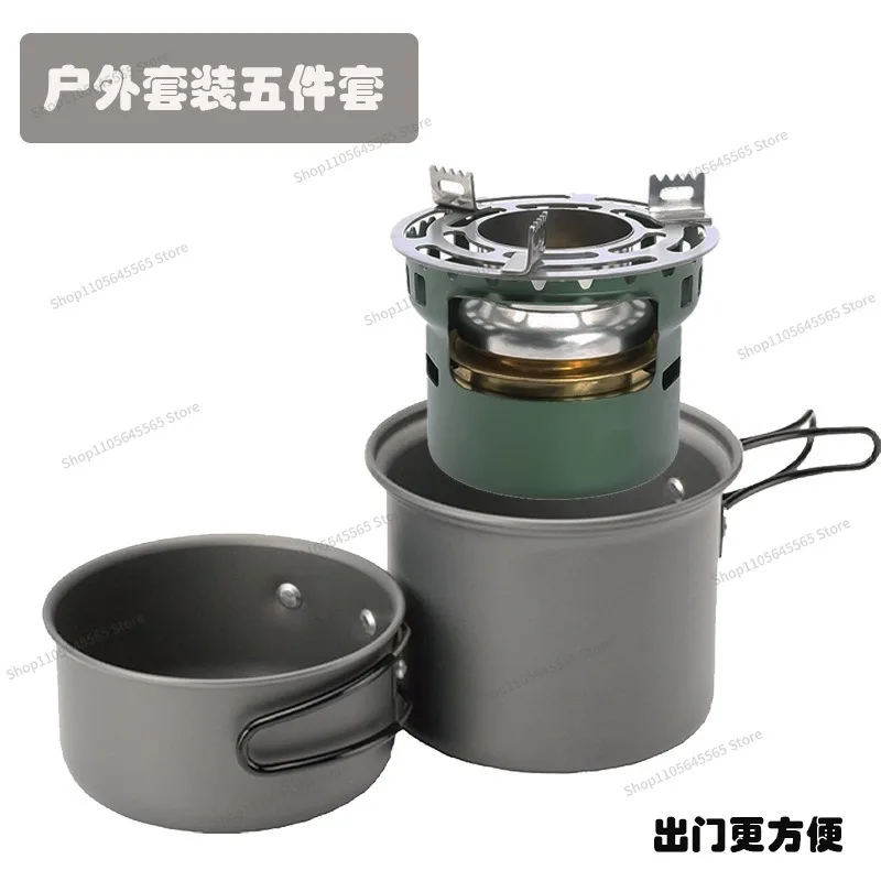 For outdoor two-piece camping and hiking set, portable cooking pot, aluminum alloy lightweight pot