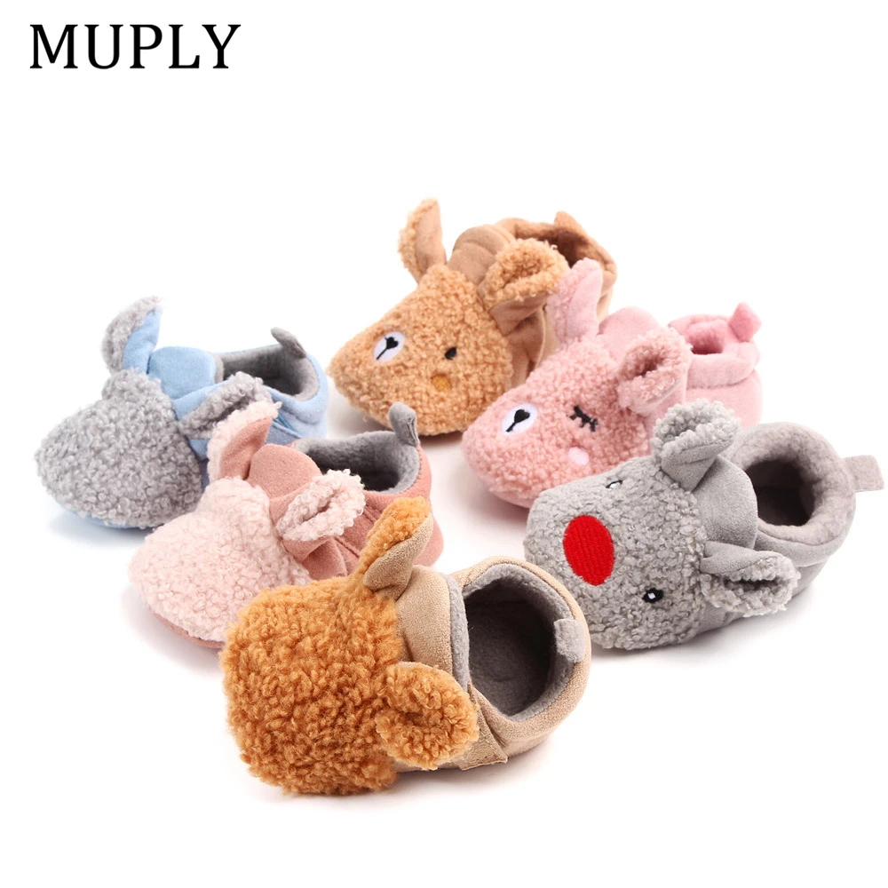 New Arrival Toddler Newborn Baby Cute Shoes Baby Girls Boys Slippers Prewalker Keep Warm Anti-Slip Winter Animal First Walker