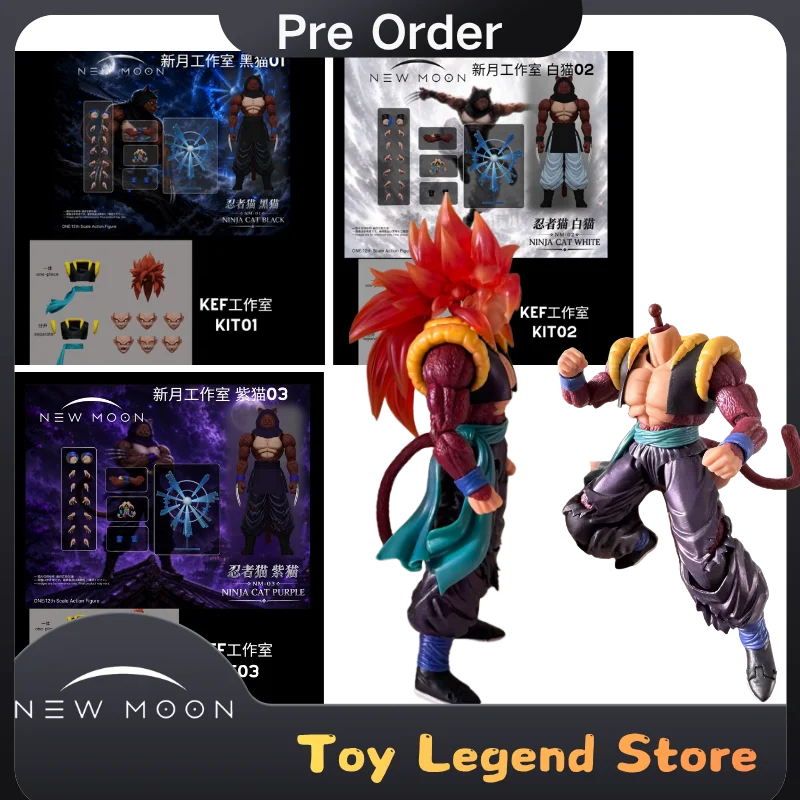 Pre-ordenar Figura de Acción a Escala 1/12 de New Moon & KEF SSJ4 Gogeta de Dragon Ball Super Saiyan 4, Gogeta Gato Negro, Gato Blanco, Gato Morado