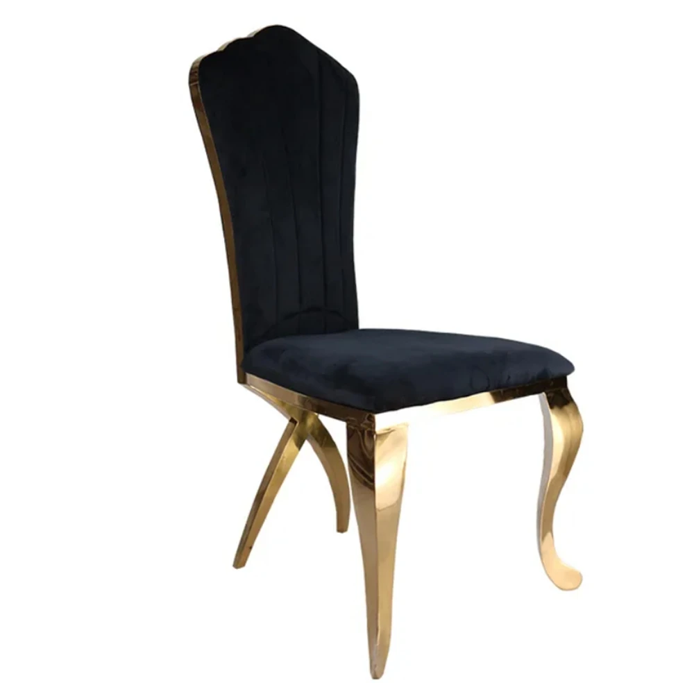 Modern luxury gold stainless steel hotel wedding chair banquet high back party rental chairs 311