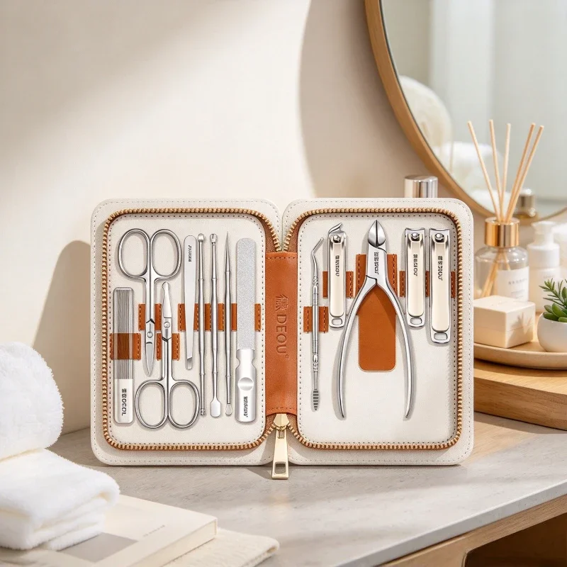 Manicure Nail Clipper Set Anti Splash Straight and Angled Cutters Precision Toe Nail Nippers Durable Home Grooming Kit 손톱깎이 세트