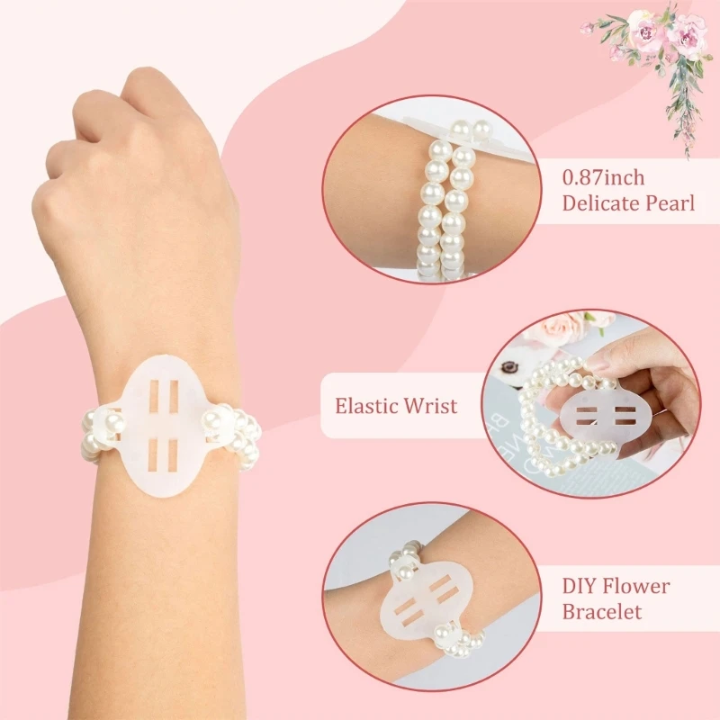 12 Uds. pulseras cuentas elásticas con perlas, accesorios hechos a mano para decoraciones fiesta boda, novia y dama