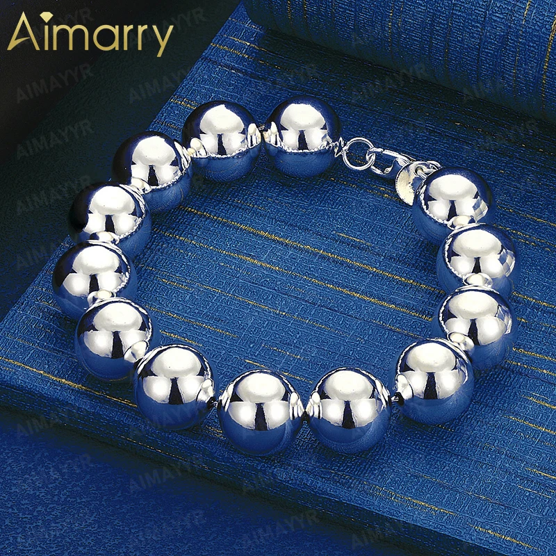 925 Sterling Silber 14mm Exquisites Perlenarmband für Damen-Partys, Bankette, Hochzeiten, Hochwertiger Modeschmuck als Geschenk
