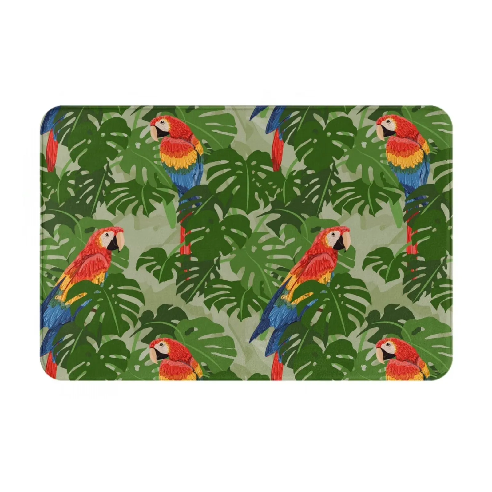 Tropical Parrot Jungle Floor Mat Flannel Non-Slip Door Mat Decorative Home Rug