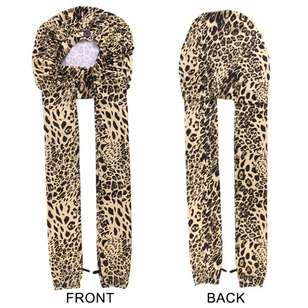 Ice Silk Heatless Curl Bonnet Elastic Band Long Tube Design Hair Care Wrap Printed Satin Material Satin Sleep Cap