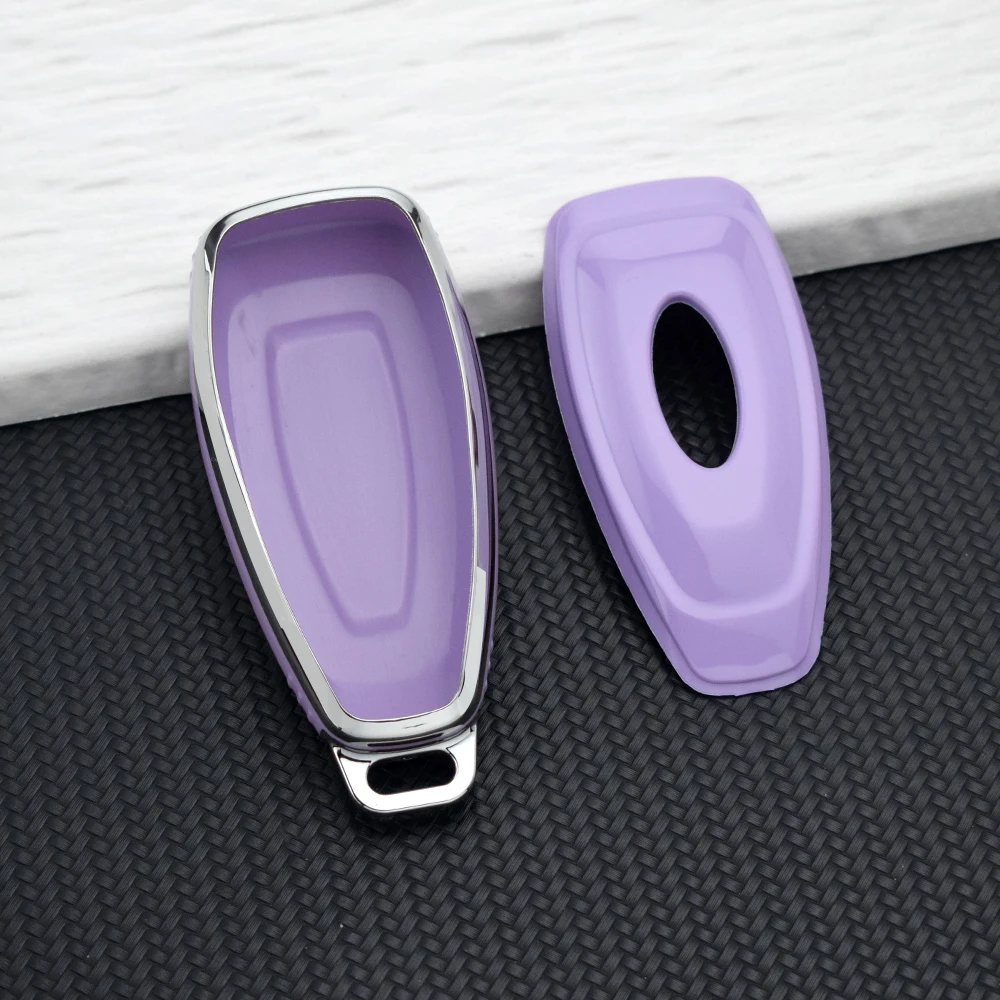 3 Buttons TPU Car Key Case Cover for Ford Focus 3 4 ST MK3 MK4 Fiesta Kuga Mondeo C-Max Titanium Silvery Key Holder Bag KeyChain