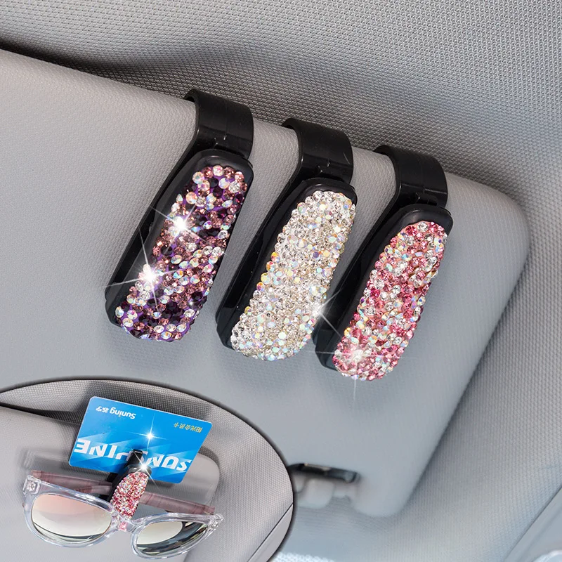 

Multifunctional Diamond Car Glasses Clip Creative Ticket Clip ID Card Clips Car Interior Auto Fasten and Clips