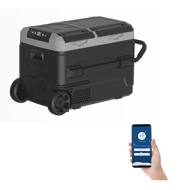 24V Rechargeable Dual Control Zones Wheel And Handle Coffe Truck 12V Car Refrigerator