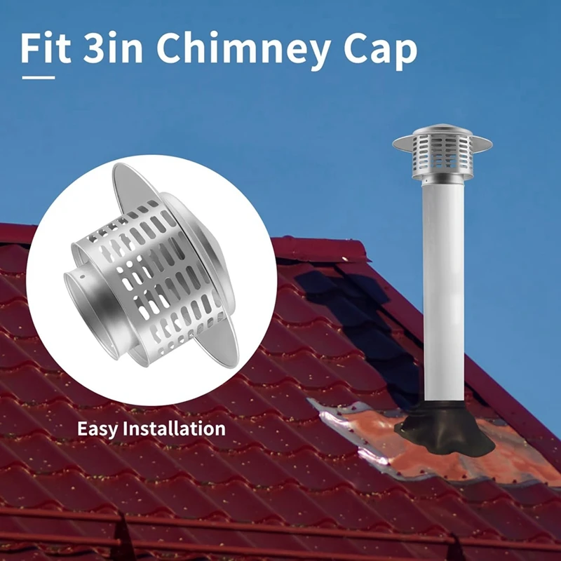 Round Chimney Cap Stainless Steel Tapered Top Chimney Cap With Screen Outside Roof Fireplace Screen Cover