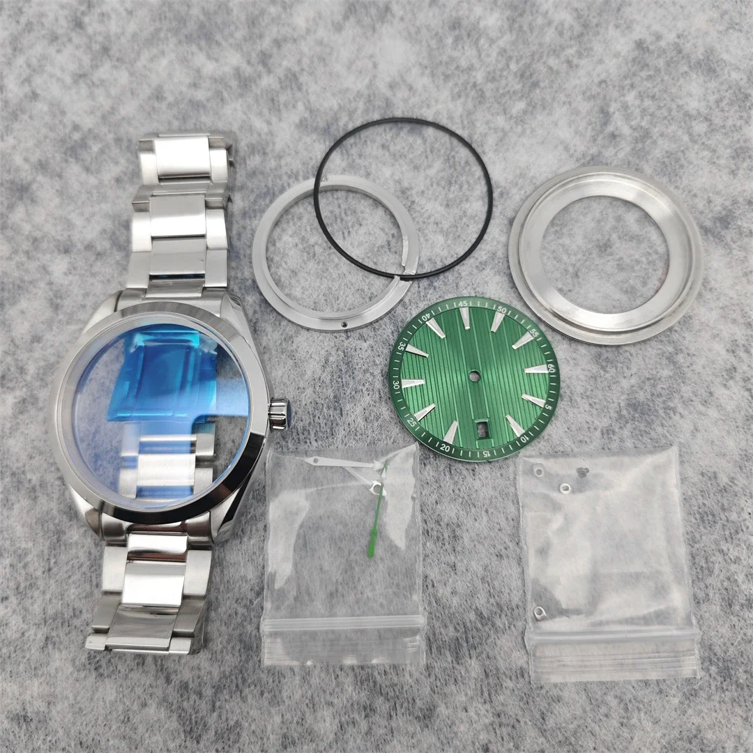 41MM Watch Case set for NH35/NH36 Movement with sapphire crystal Clear Back Steel Case+Strap + Dial + Hand  Watch Accessories