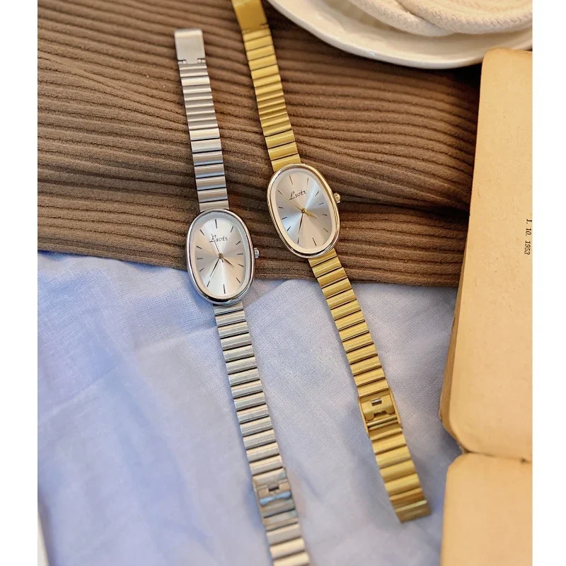 Elegant Oval Dial With Bamboo Strap Women's Quartz Watch Luxury Gold Ladies Watch Fashion Dress Female Wristwatch Clock Gift