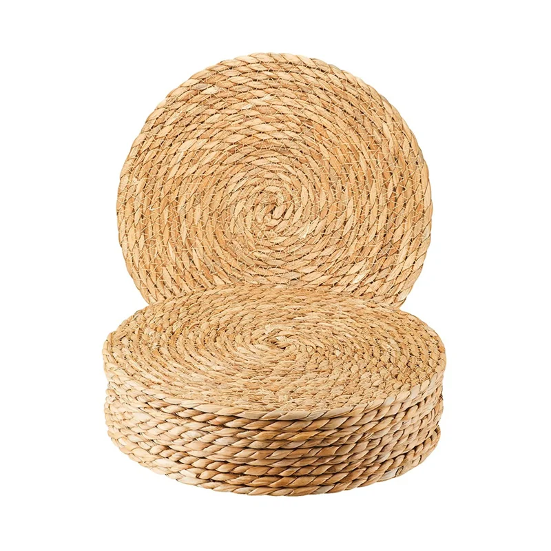 

A96K-Round Woven Placemats Set Of 10, 12 Inch Boho Rattan Placemats Hand-Woven Placemats, For Dining Table,Home,Wedding