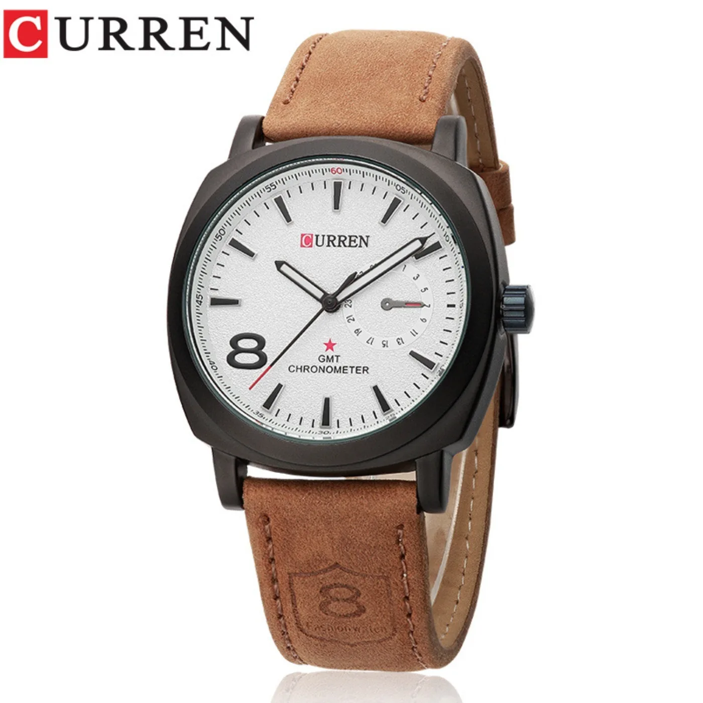 Montre à quartz pour homme CURREN 8139, résistante à l'eau, style neutre avec petit cadran, bracelet en cuir véritable mat, cadeaux