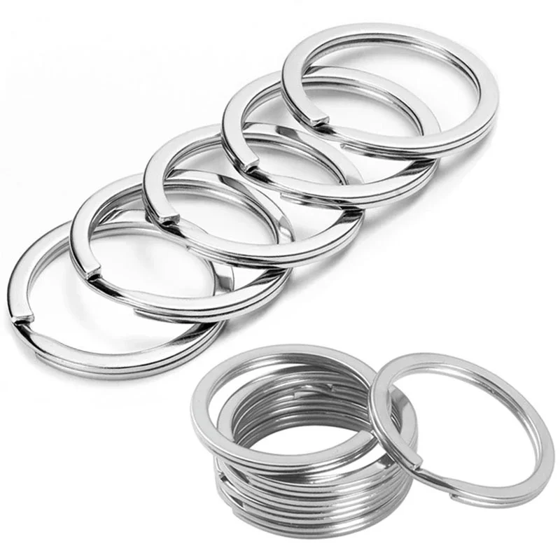 10-50pcs Stainless Steel Key Rings 25/30mm Round Flat Line Split Rings Keyring for Jewelry Making Polished Keychain DIY Findings