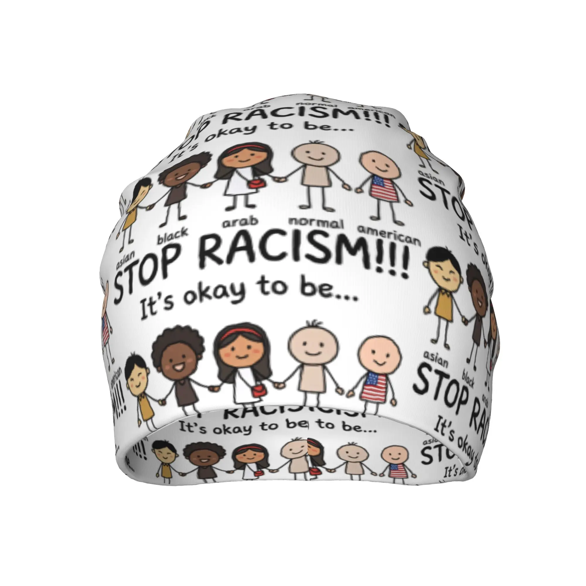 Stop Racism It's Okay To Be Asian Black Arab Normal American Bonnet Hats  Knit Hat Men Women Unisex Casual Head Wrap Beanie Hats