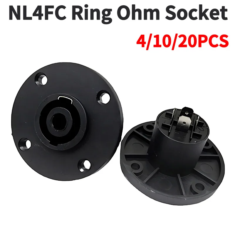 

4/20PCS 4-Pin Neutrik-Style Panel Mount Socket Circular Locking Audio Connector, NL4FC Compatible for Pro Stage Speakers & Racks