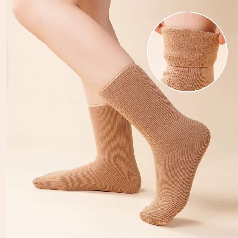 High Quality Women's Cotton Middle Tube Socks Solid Color Pregnant Female Confinement High Elastic Warm Socks Winter Thickened