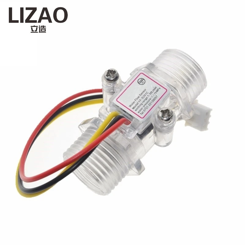 LIZAO 4 Stars Transparent Flow Sensor, Turbine Flow Meter Transparent Water Meter Liquid Water Flow Sensor