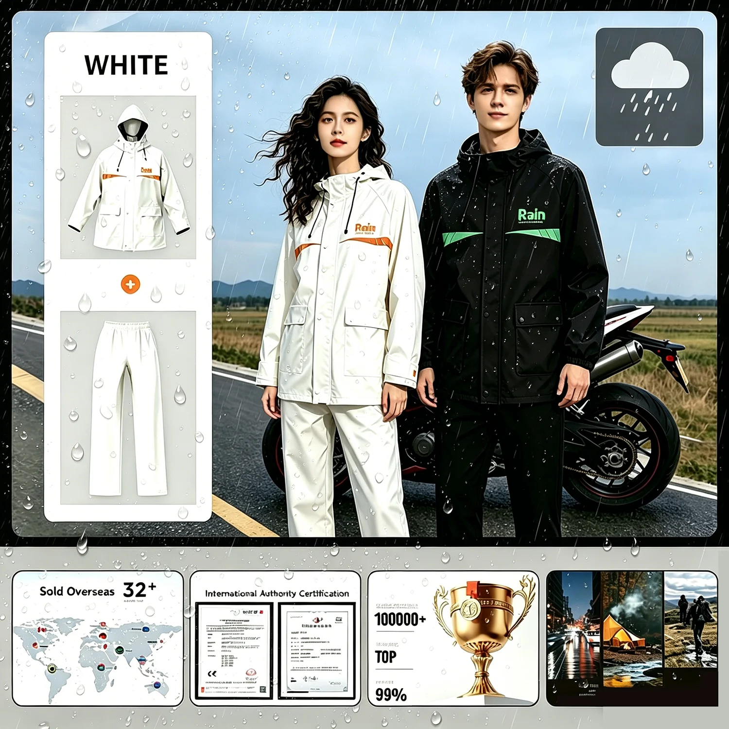 

Комплект дождевиков и дождевых брюк для полной защиты от ливня, водонепроницаемый костюм для электровелосипедов и мотоциклов, дождевик для пары для езды на велосипеде