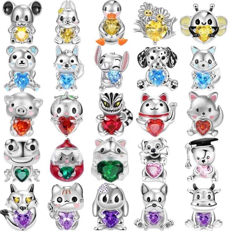 

Animal Series Original Charm Bead 925 Pure Silver Cute Cartoon Dog Cat Pet Suitable For DIY Women's Bracelet Jewelry Production