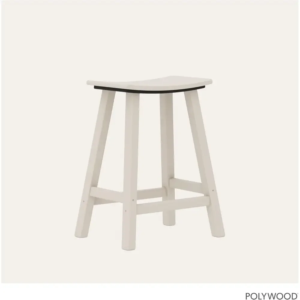 All-Weather 24 Counter Height Outdoor Bar Stools - Durable HDPE for Patio, Pool, Garden & Backyard - Sand view 4