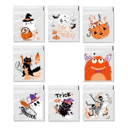 100Pcs Halloween Gift Bags Pumpkin Ghost Candy Cookie Biscuit Self-Sealing Bags Kid Gift Snack Food Pouch Halloween Decoration