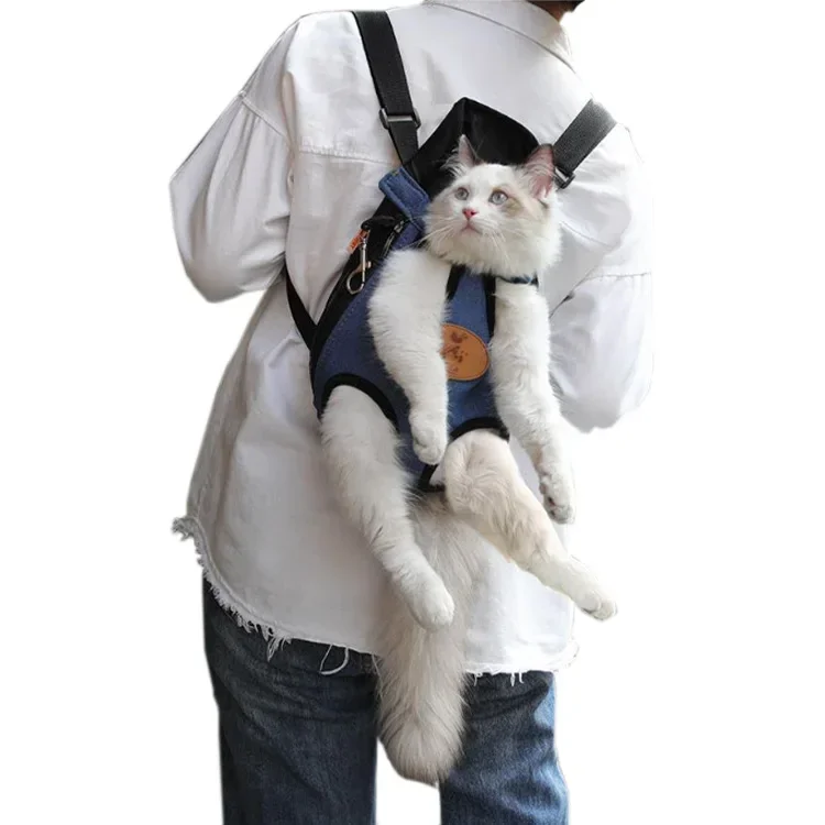 

Hot selling polyester canvas pet cat portable chest backpack for cat