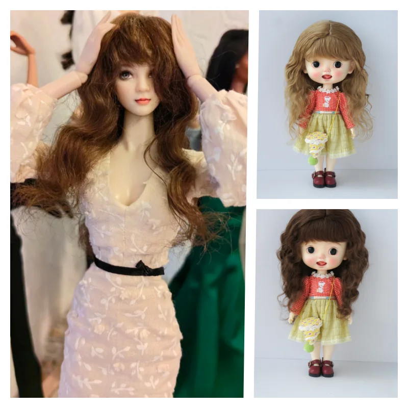 

JD842 Все размеры Длинные вьющиеся парики из мохера BJD, костюм для размеров от 3-4 до 10-11 дюймов, волосы куклы 1/12 1/8 1/9 1/4 1/3 Аксессуары Blythe